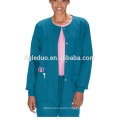 O neck with button chemical resistant lab coat hospital for women